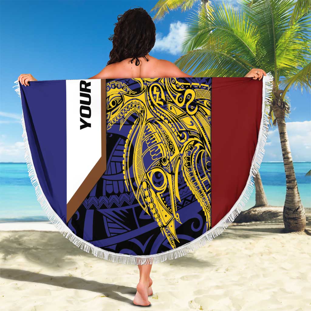 Personalised PNG Milne Bay Province Beach Blanket Bird of Paradise Tattoo Flag Motif LT9 - Polynesian Pride