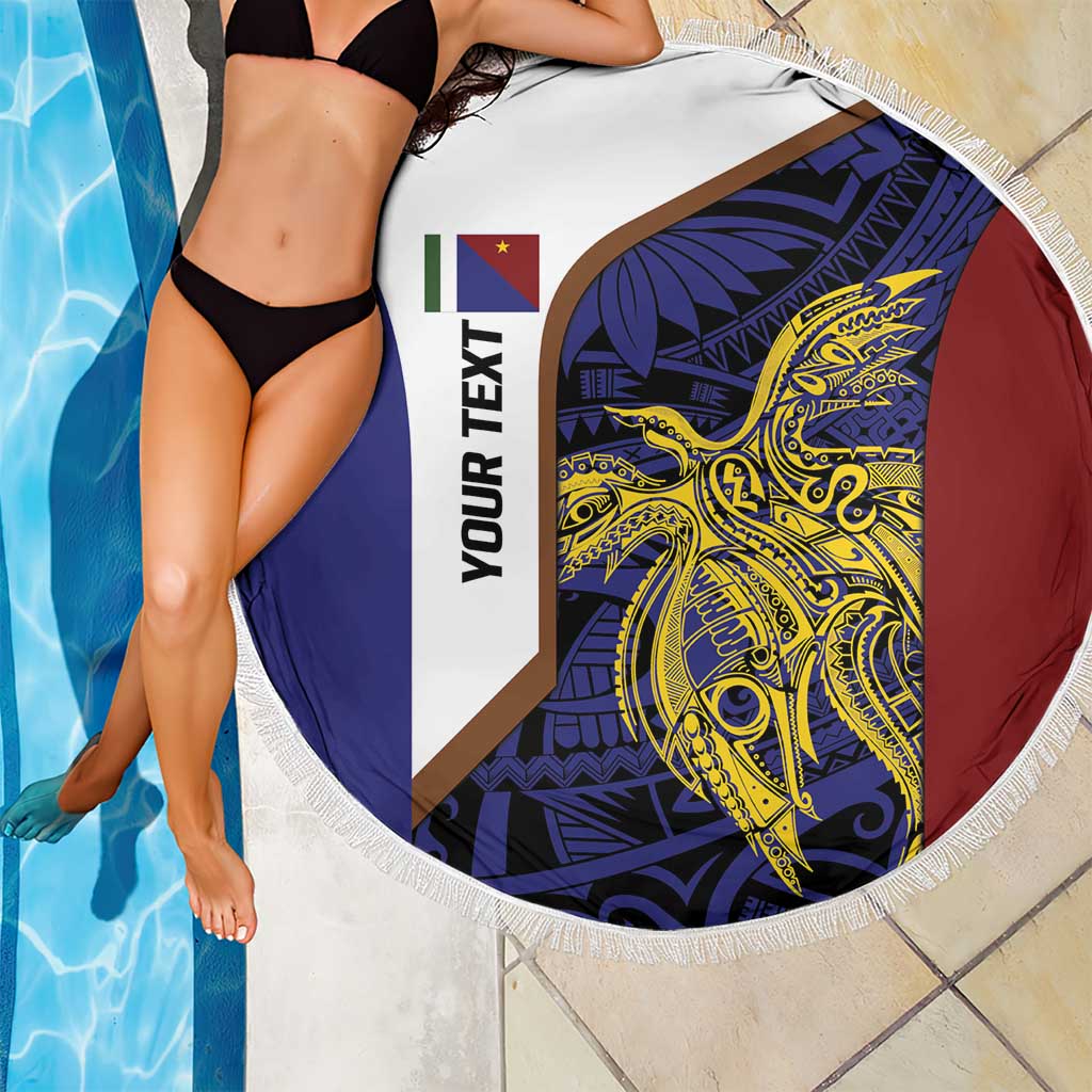 Personalised PNG Milne Bay Province Beach Blanket Bird of Paradise Tattoo Flag Motif LT9 - Polynesian Pride