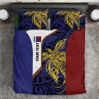 Personalised PNG Milne Bay Province Bedding Set Bird of Paradise Tattoo Flag Motif LT9 Blue - Polynesian Pride