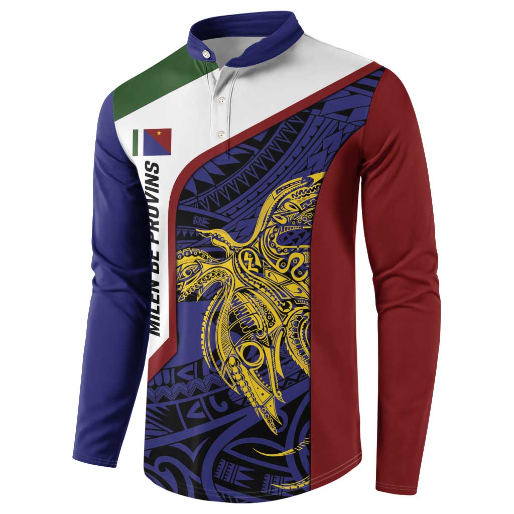 Personalised PNG Milne Bay Province Button Sweatshirt Bird of Paradise Tattoo Flag Motif LT9 - Polynesian Pride