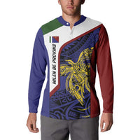 Personalised PNG Milne Bay Province Button Sweatshirt Bird of Paradise Tattoo Flag Motif LT9 - Polynesian Pride