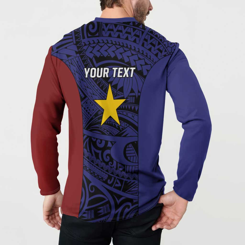 Personalised PNG Milne Bay Province Button Sweatshirt Bird of Paradise Tattoo Flag Motif LT9 - Polynesian Pride