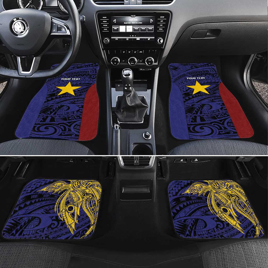 Personalised PNG Milne Bay Province Car Mats Bird of Paradise Tattoo Flag Motif LT9 Set 4pcs Blue - Polynesian Pride