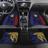 Personalised PNG Milne Bay Province Car Mats Bird of Paradise Tattoo Flag Motif LT9 Set 4pcs Blue - Polynesian Pride