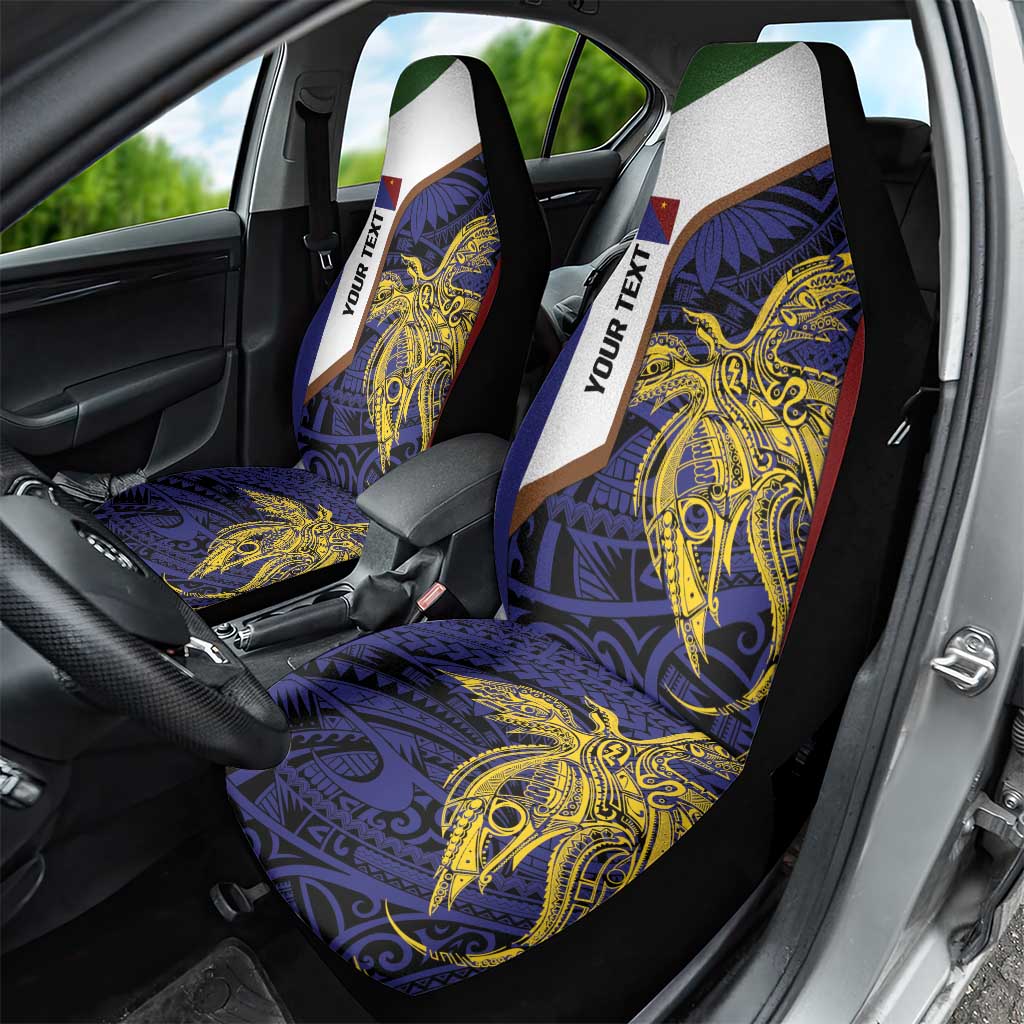 Personalised PNG Milne Bay Province Car Seat Cover Bird of Paradise Tattoo Flag Motif LT9 - Polynesian Pride