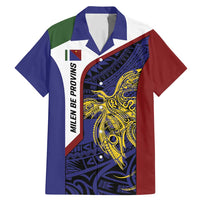 Personalised PNG Milne Bay Province Family Matching Mermaid Dress and Hawaiian Shirt Bird of Paradise Tattoo Flag Motif LT9 Dad's Shirt - Short Sleeve Blue - Polynesian Pride