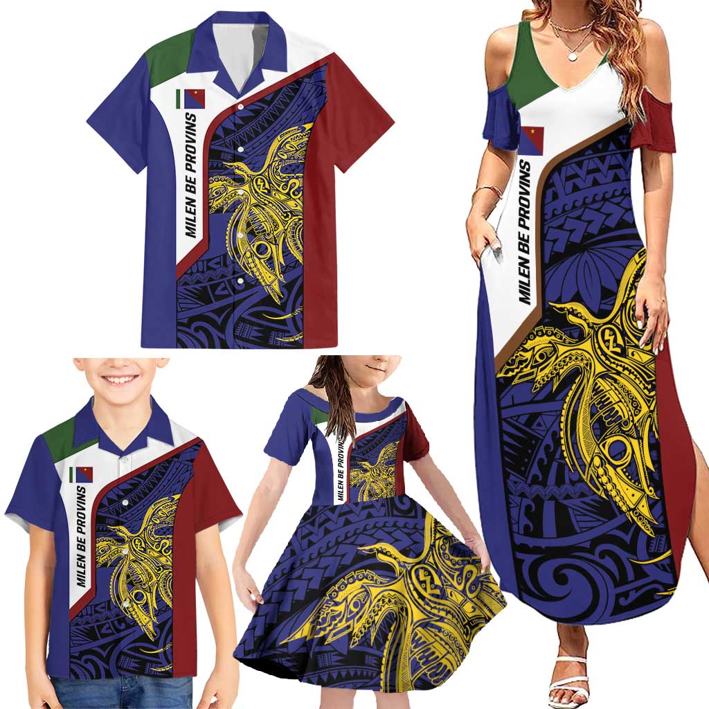 Personalised PNG Milne Bay Province Family Matching Summer Maxi Dress and Hawaiian Shirt Bird of Paradise Tattoo Flag Motif LT9 - Polynesian Pride
