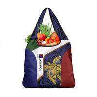 Personalised PNG Milne Bay Province Grocery Bag Bird of Paradise Tattoo Flag Motif LT9 1-pack One Size Blue - Polynesian Pride