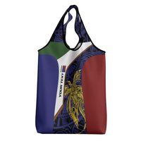 Personalised PNG Milne Bay Province Grocery Bag Bird of Paradise Tattoo Flag Motif LT9 - Polynesian Pride