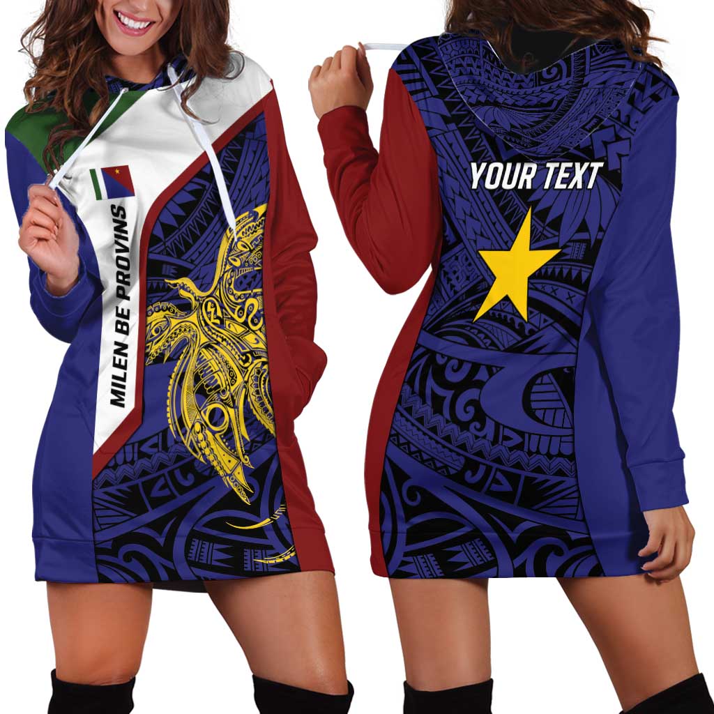 Personalised PNG Milne Bay Province Hoodie Dress Bird of Paradise Tattoo Flag Motif LT9 - Polynesian Pride