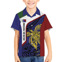 Personalised PNG Milne Bay Province Kid Hawaiian Shirt Bird of Paradise Tattoo Flag Motif LT9 Kid Blue - Polynesian Pride