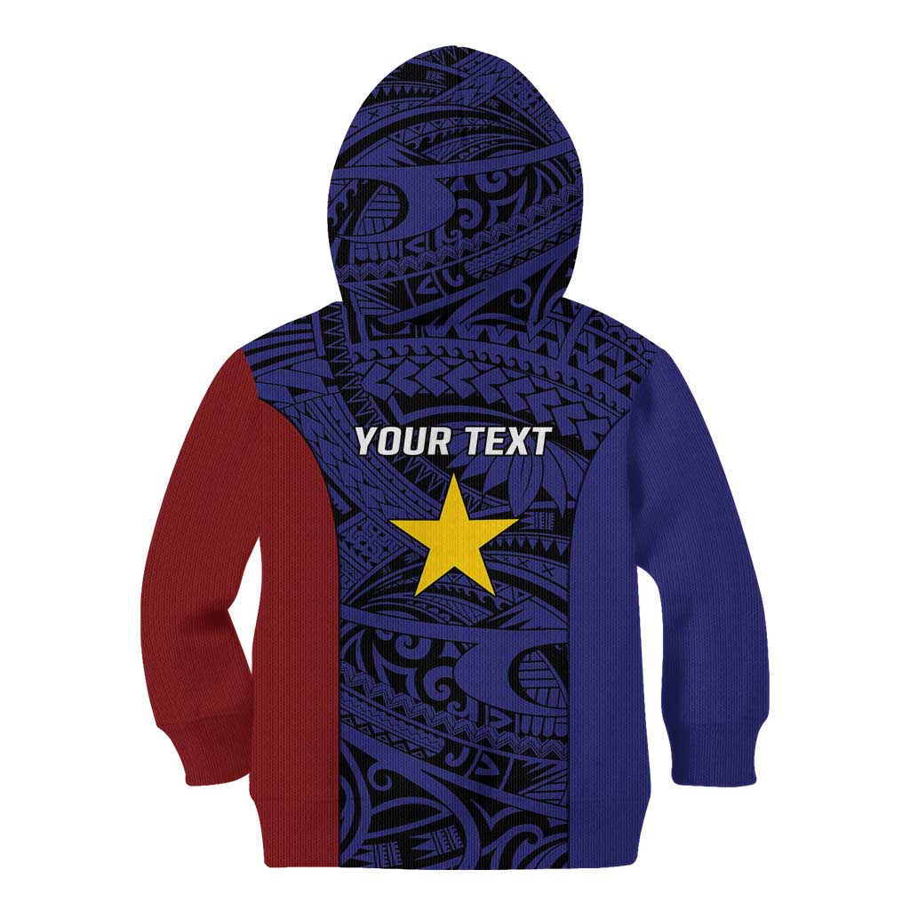 Personalised PNG Milne Bay Province Kid Hoodie Bird of Paradise Tattoo Flag Motif LT9 - Polynesian Pride