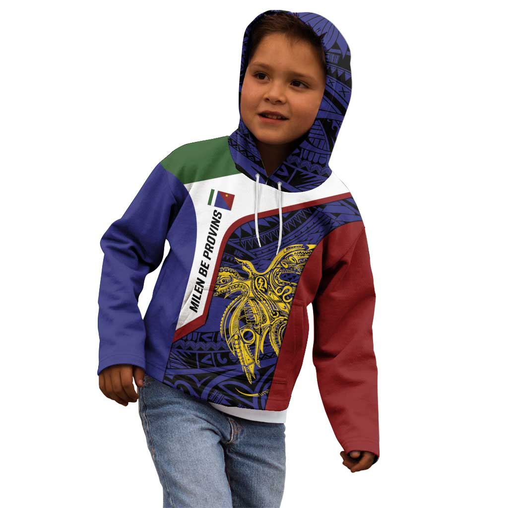 Personalised PNG Milne Bay Province Kid Hoodie Bird of Paradise Tattoo Flag Motif LT9 - Polynesian Pride
