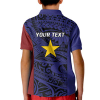 Personalised PNG Milne Bay Province Kid Polo Shirt Bird of Paradise Tattoo Flag Motif LT9 - Polynesian Pride