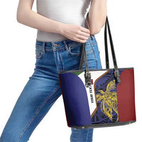 Personalised PNG Milne Bay Province Leather Tote Bag Bird of Paradise Tattoo Flag Motif LT9 - Polynesian Pride