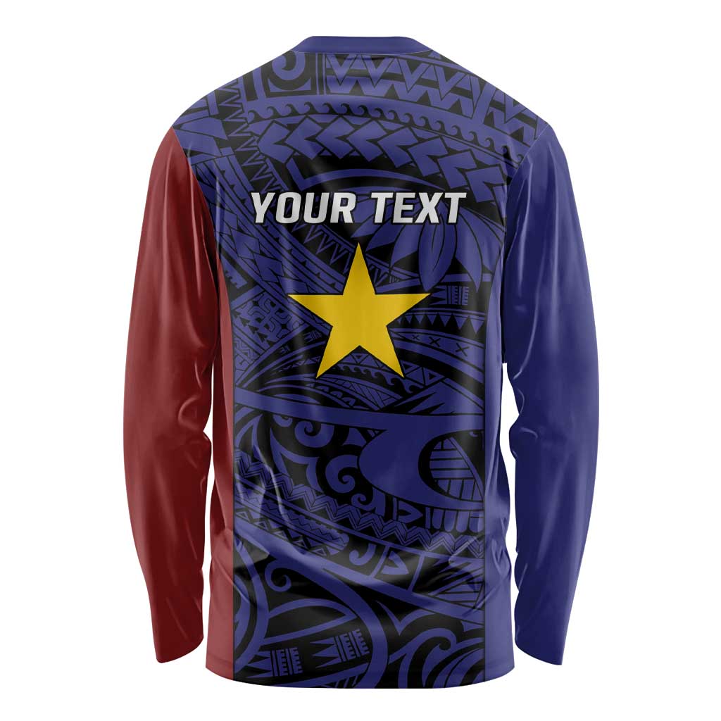 Personalised PNG Milne Bay Province Long Sleeve Shirt Bird of Paradise Tattoo Flag Motif LT9 - Polynesian Pride