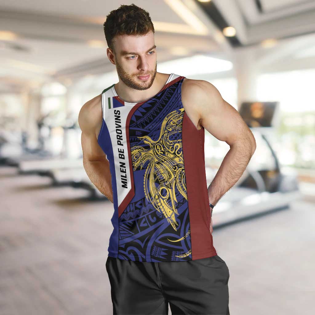 Personalised PNG Milne Bay Province Men Tank Top Bird of Paradise Tattoo Flag Motif - Polynesian Pride