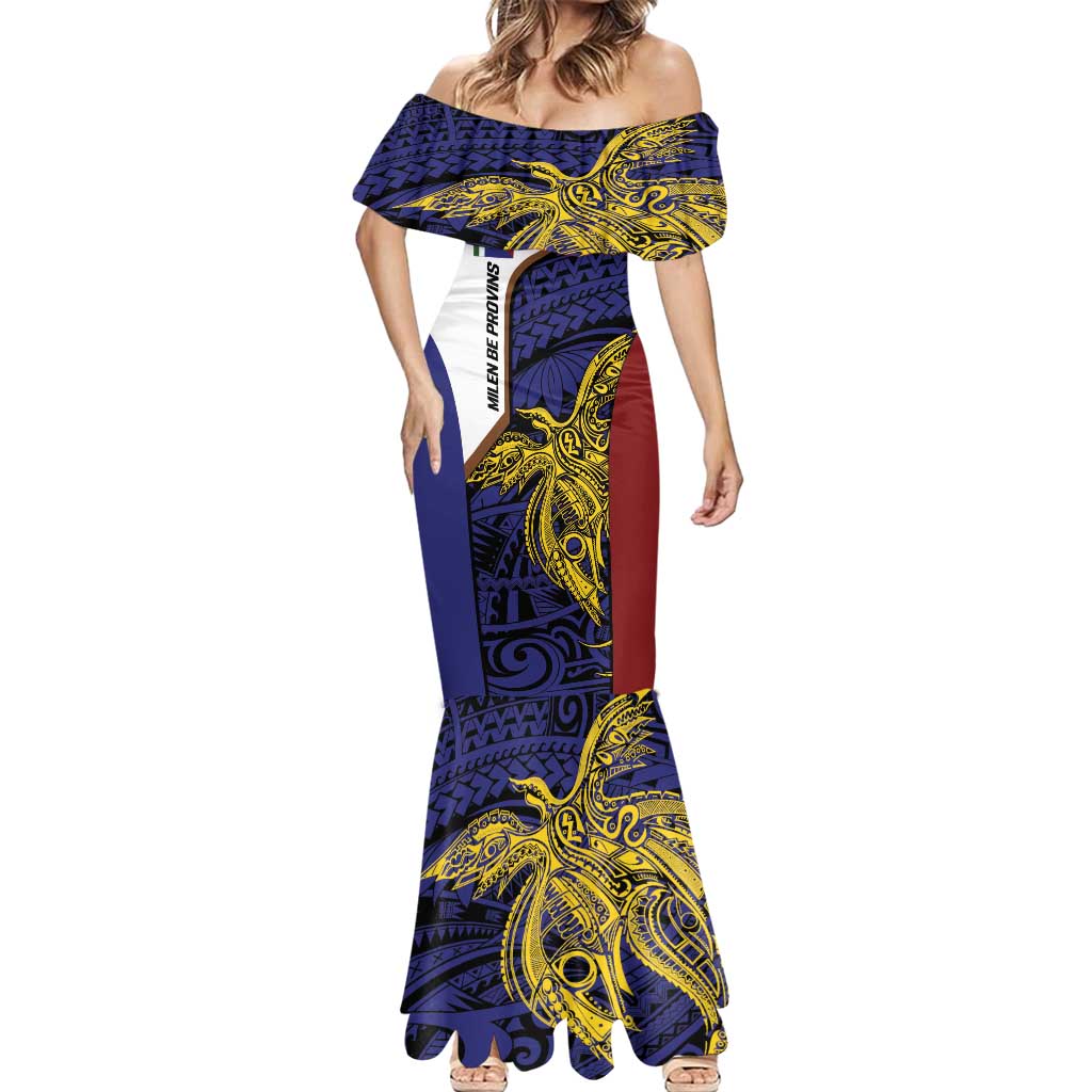 Personalised PNG Milne Bay Province Mermaid Dress Bird of Paradise Tattoo Flag Motif LT9 - Polynesian Pride