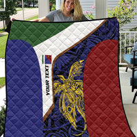 Personalised PNG Milne Bay Province Quilt Bird of Paradise Tattoo Flag Motif LT9 Blue - Polynesian Pride