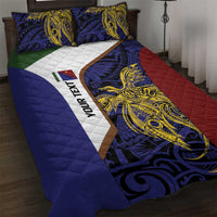 Personalised PNG Milne Bay Province Quilt Bed Set Bird of Paradise Tattoo Flag Motif LT9 Blue - Polynesian Pride