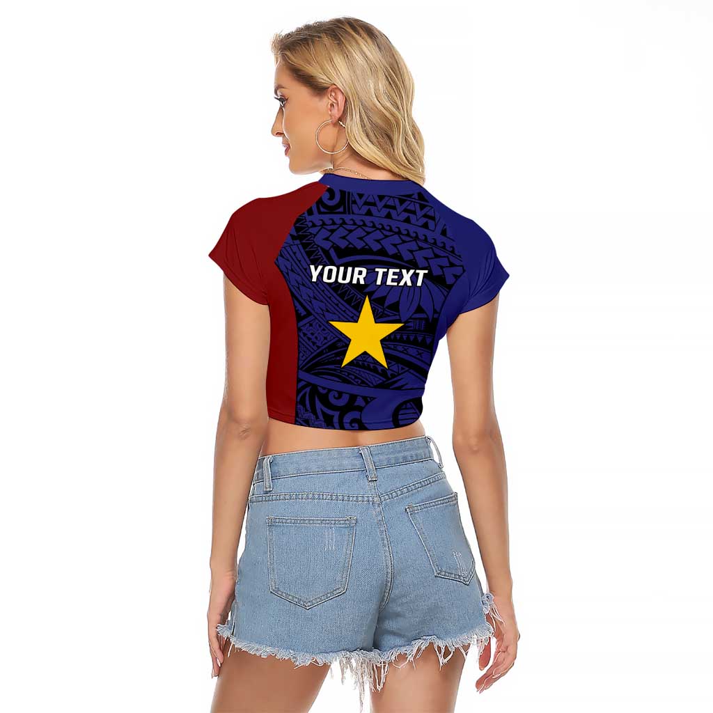Personalised PNG Milne Bay Province Raglan Cropped T Shirt Bird of Paradise Tattoo Flag Motif LT9 - Polynesian Pride