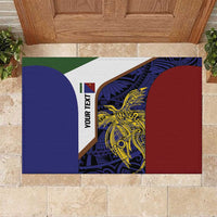 Personalised PNG Milne Bay Province Rubber Doormat Bird of Paradise Tattoo Flag Motif LT9 Blue - Polynesian Pride