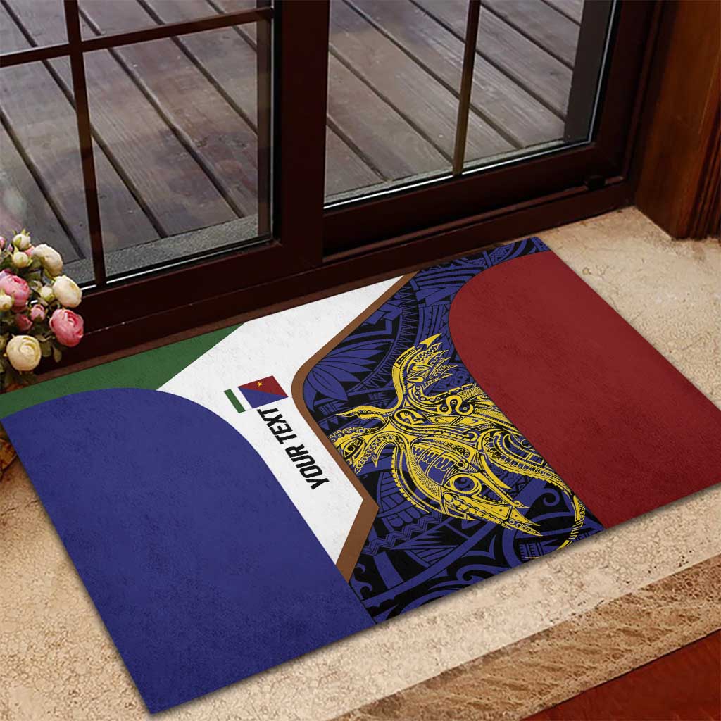 Personalised PNG Milne Bay Province Rubber Doormat Bird of Paradise Tattoo Flag Motif LT9 - Polynesian Pride