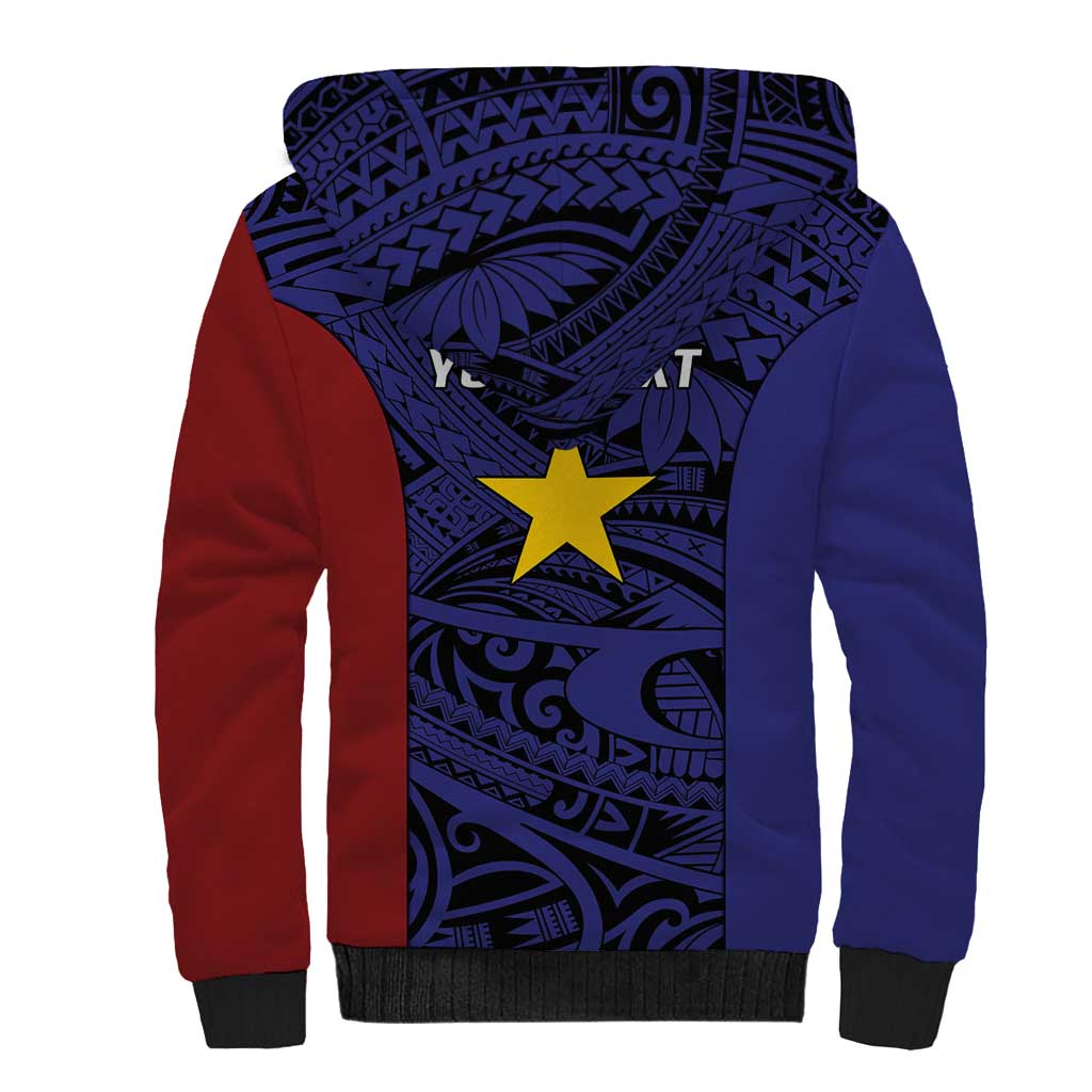 Personalised PNG Milne Bay Province Sherpa Hoodie Bird of Paradise Tattoo Flag Motif LT9 - Polynesian Pride