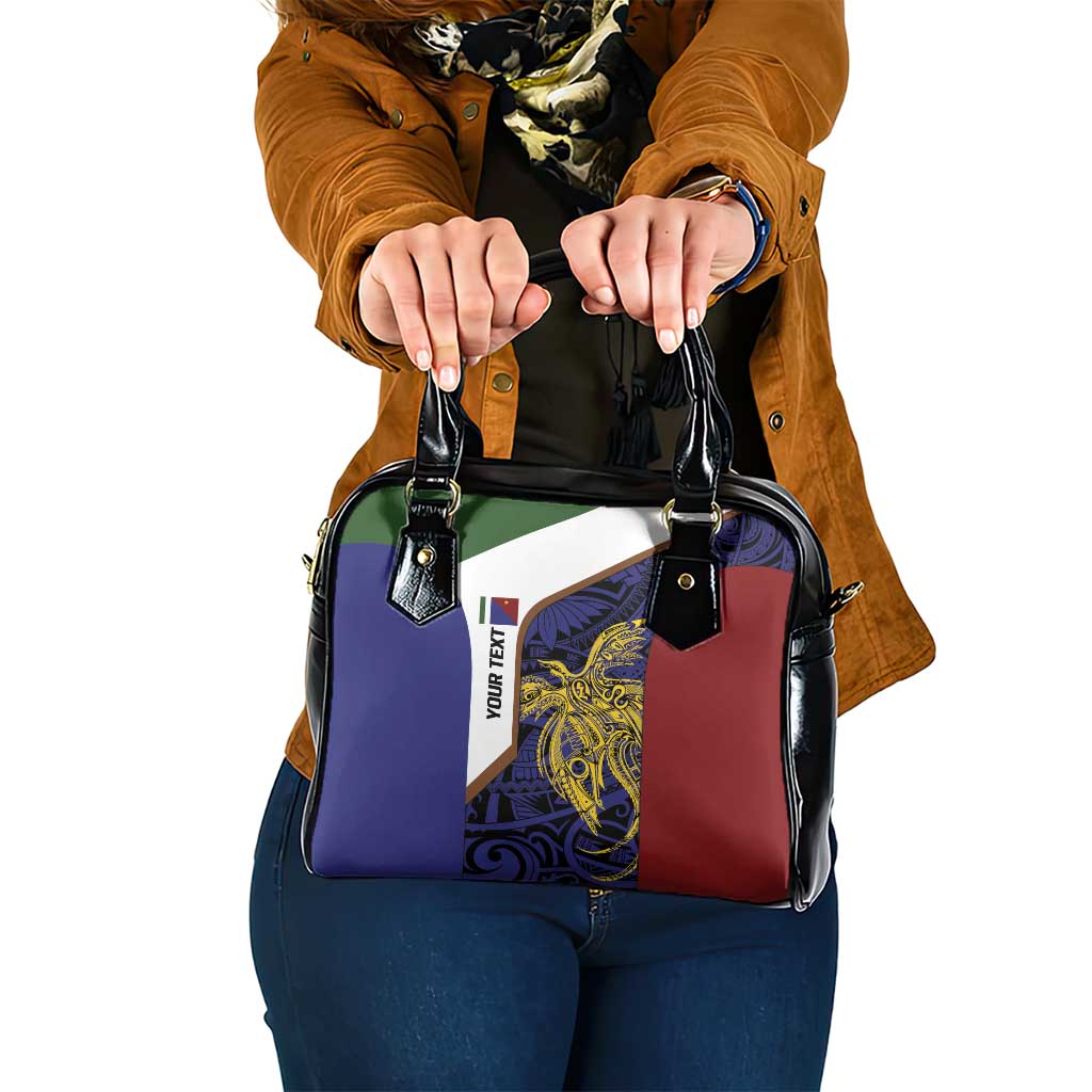 Personalised PNG Milne Bay Province Shoulder Handbag Bird of Paradise Tattoo Flag Motif - Polynesian Pride