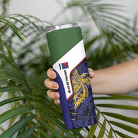 Personalised PNG Milne Bay Province Skinny Tumbler Bird of Paradise Tattoo Flag Motif LT9 - Polynesian Pride
