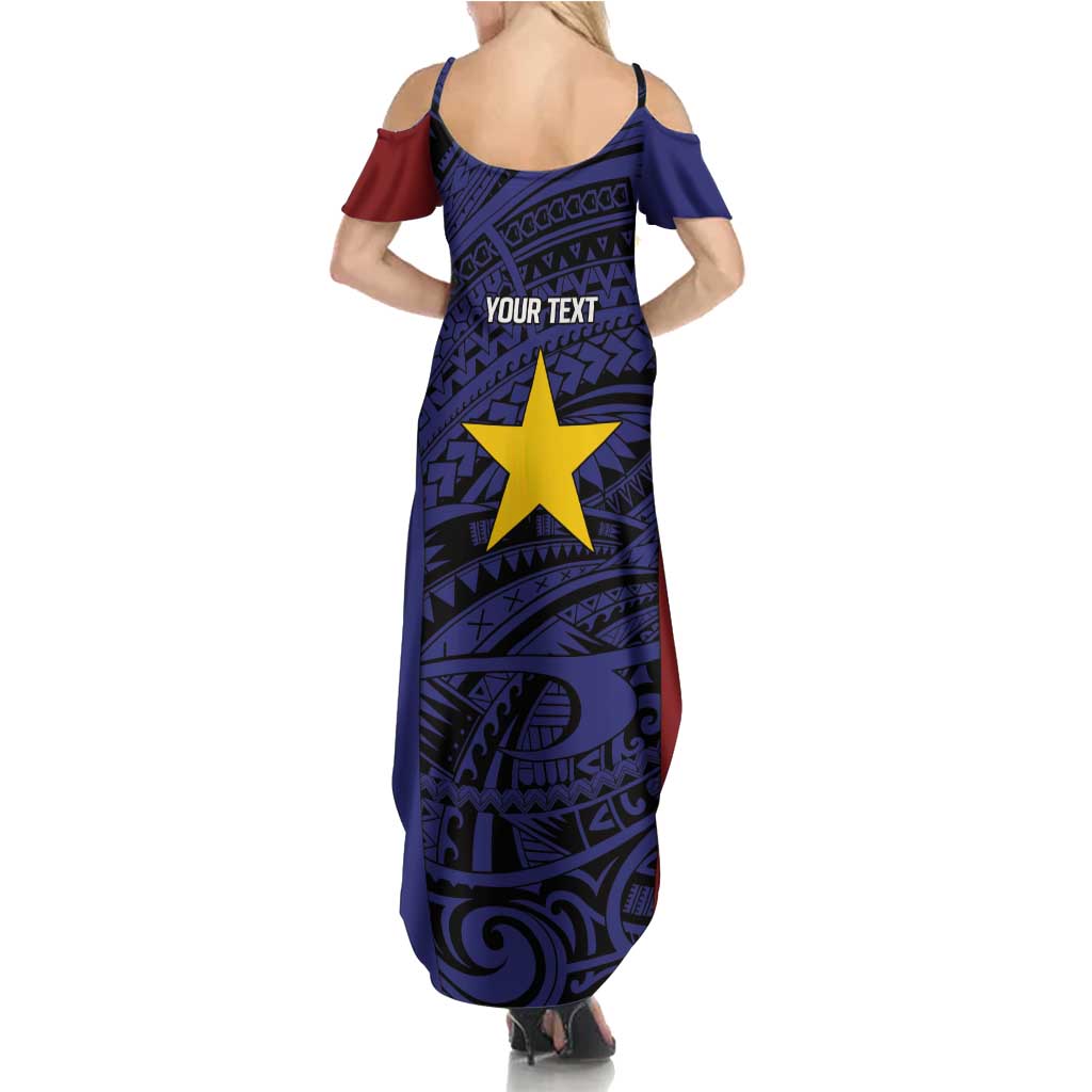Personalised PNG Milne Bay Province Summer Maxi Dress Bird of Paradise Tattoo Flag Motif LT9 - Polynesian Pride
