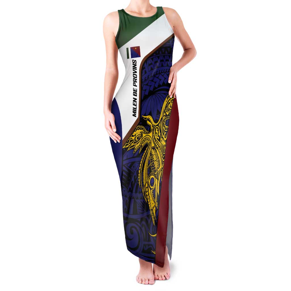 Personalised PNG Milne Bay Province Tank Maxi Dress Bird of Paradise Tattoo Flag Motif - Polynesian Pride