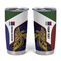 Personalised PNG Milne Bay Province Tumbler Cup Bird of Paradise Tattoo Flag Motif LT9 Blue - Polynesian Pride