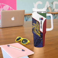 Personalised PNG Milne Bay Province Tumbler With Handle Bird of Paradise Tattoo Flag Motif LT9 - Polynesian Pride