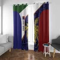 Personalised PNG Milne Bay Province Window Curtain Bird of Paradise Tattoo Flag Motif LT9 With Grommets Blue - Polynesian Pride