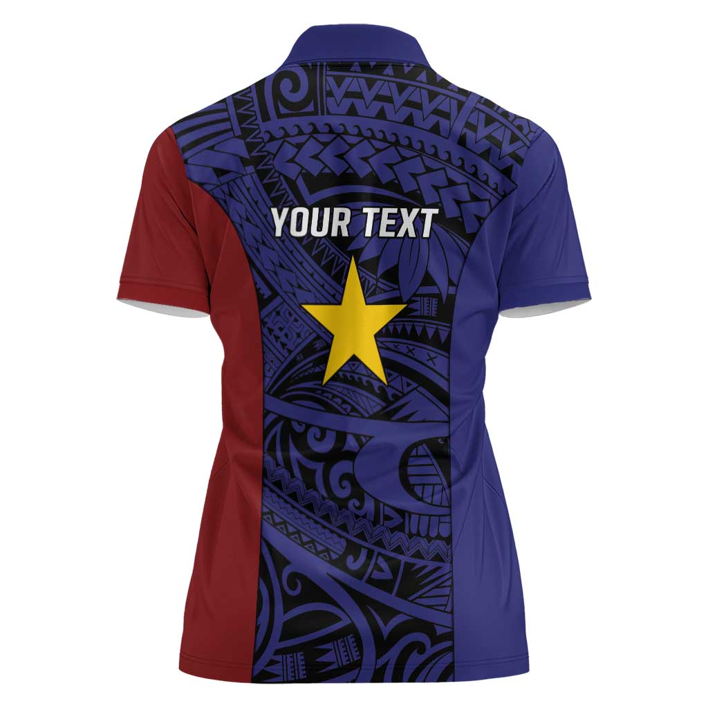 Personalised PNG Milne Bay Province Women Polo Shirt Bird of Paradise Tattoo Flag Motif LT9 - Polynesian Pride