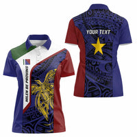 Personalised PNG Milne Bay Province Women Polo Shirt Bird of Paradise Tattoo Flag Motif LT9 - Polynesian Pride