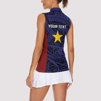 Personalised PNG Milne Bay Province Women Sleeveless Polo Shirt Bird of Paradise Tattoo Flag Motif LT9 - Polynesian Pride