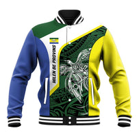 Personalised PNG Morobe Province Baseball Jacket Bird of Paradise Tattoo Flag Motif LT9 Unisex Green - Polynesian Pride