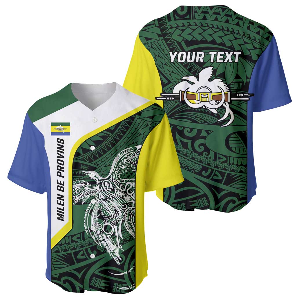 Personalised PNG Morobe Province Baseball Jersey Bird of Paradise Tattoo Flag Motif LT9 - Polynesian Pride