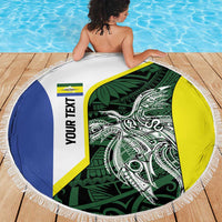 Personalised PNG Morobe Province Beach Blanket Bird of Paradise Tattoo Flag Motif LT9 - Polynesian Pride