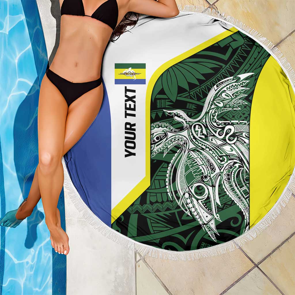 Personalised PNG Morobe Province Beach Blanket Bird of Paradise Tattoo Flag Motif LT9 - Polynesian Pride