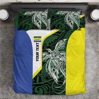 Personalised PNG Morobe Province Bedding Set Bird of Paradise Tattoo Flag Motif LT9 Green - Polynesian Pride