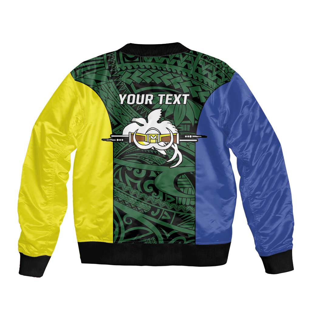 Personalised PNG Morobe Province Bomber Jacket Bird of Paradise Tattoo Flag Motif LT9 - Polynesian Pride