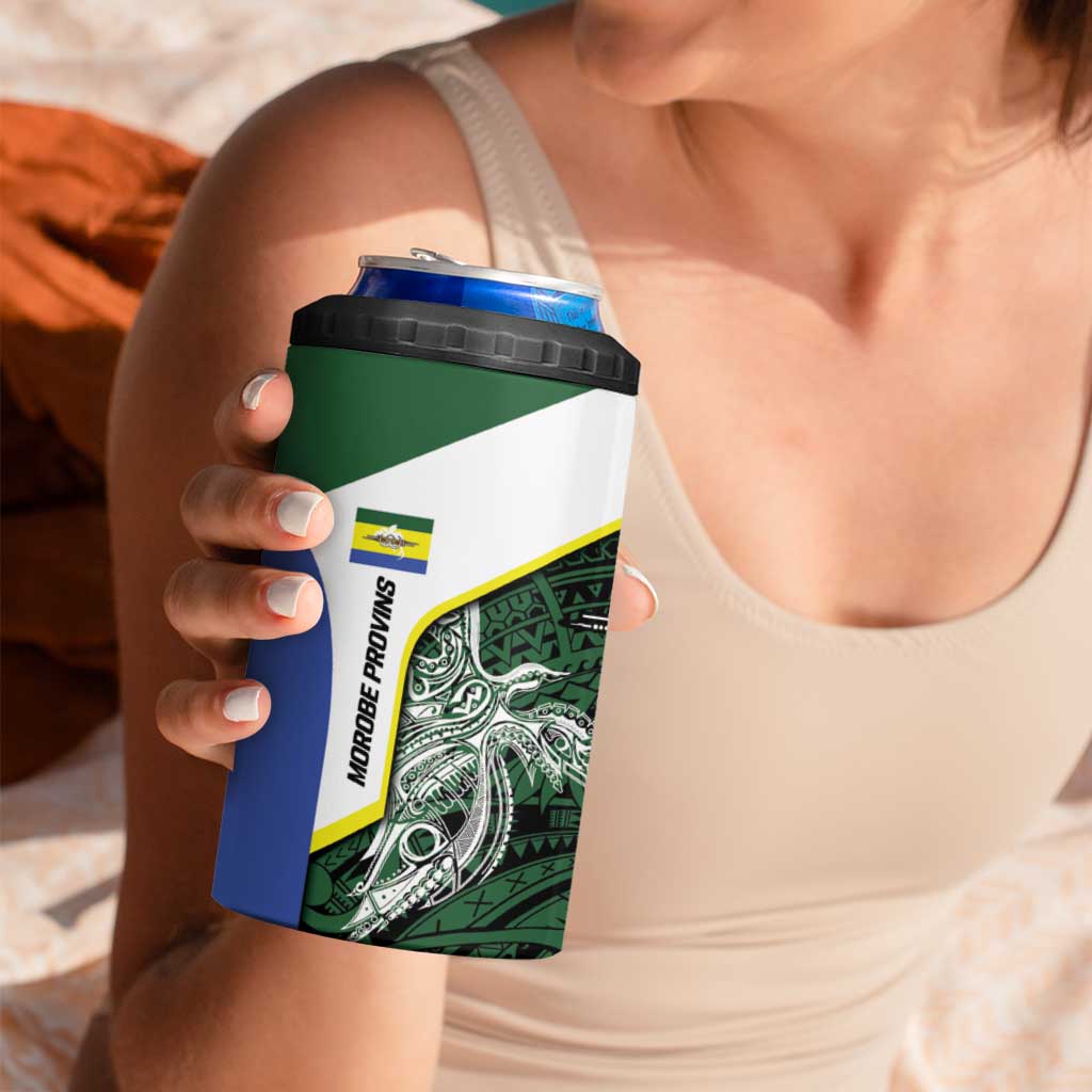 Personalised PNG Morobe Province 4 in 1 Can Cooler Tumbler Bird of Paradise Tattoo Flag Motif LT9 - Polynesian Pride