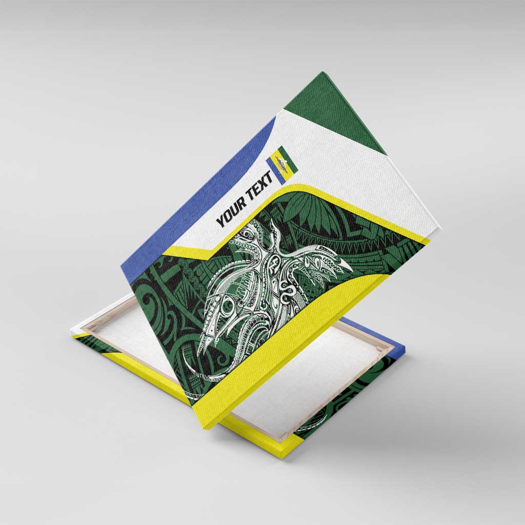 Personalised PNG Morobe Province Canvas Wall Art Bird of Paradise Tattoo Flag Motif LT9 With Frame Green - Polynesian Pride