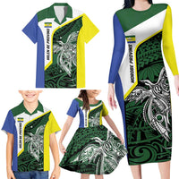 Personalised PNG Morobe Province Family Matching Long Sleeve Bodycon Dress and Hawaiian Shirt Bird of Paradise Tattoo Flag Motif LT9 - Polynesian Pride