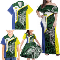 Personalised PNG Morobe Province Family Matching Off Shoulder Maxi Dress and Hawaiian Shirt Bird of Paradise Tattoo Flag Motif LT9 - Polynesian Pride