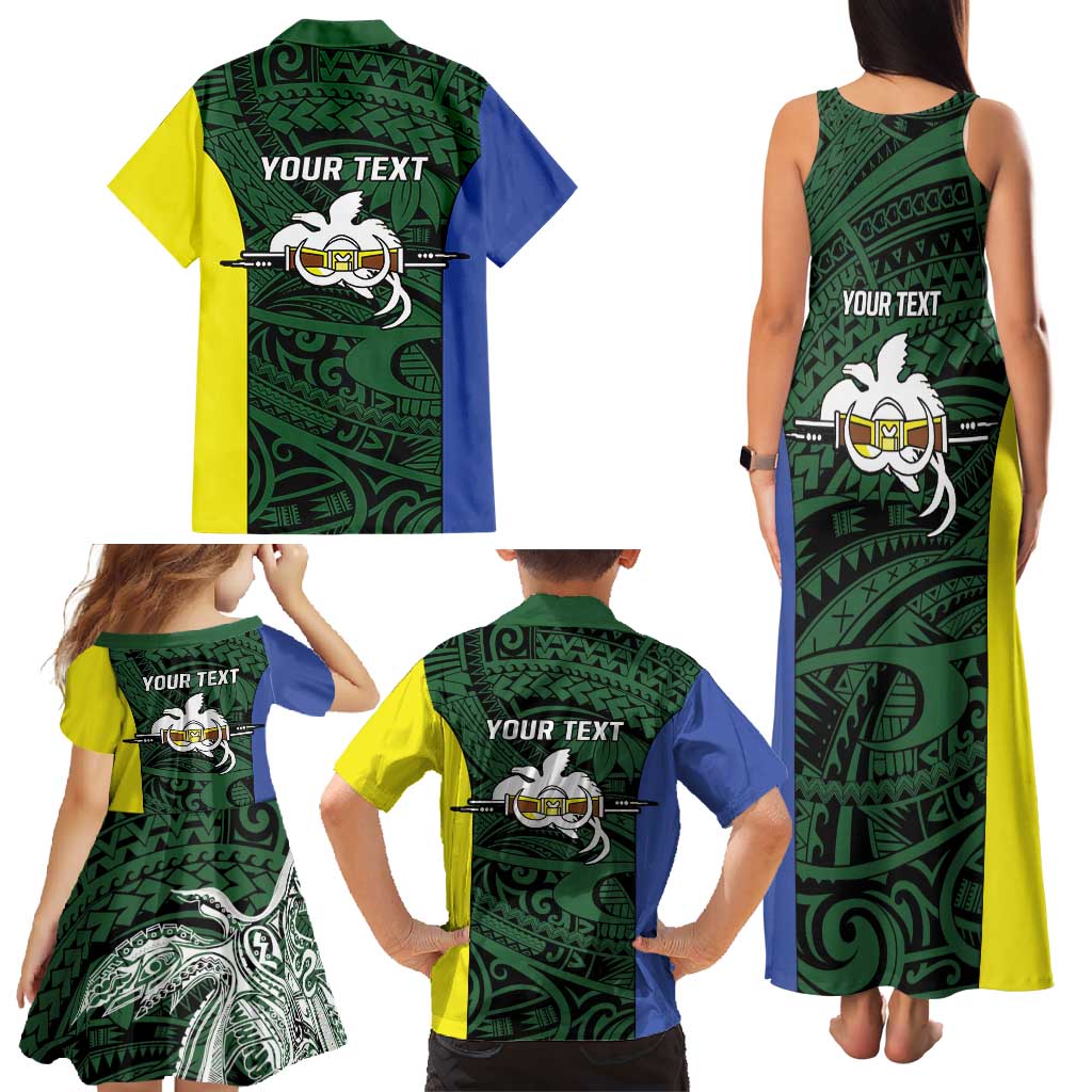 Personalised PNG Morobe Province Family Matching Tank Maxi Dress and Hawaiian Shirt Bird of Paradise Tattoo Flag Motif LT9 - Polynesian Pride