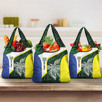 Personalised PNG Morobe Province Grocery Bag Bird of Paradise Tattoo Flag Motif LT9 3-pack One Size Green - Polynesian Pride